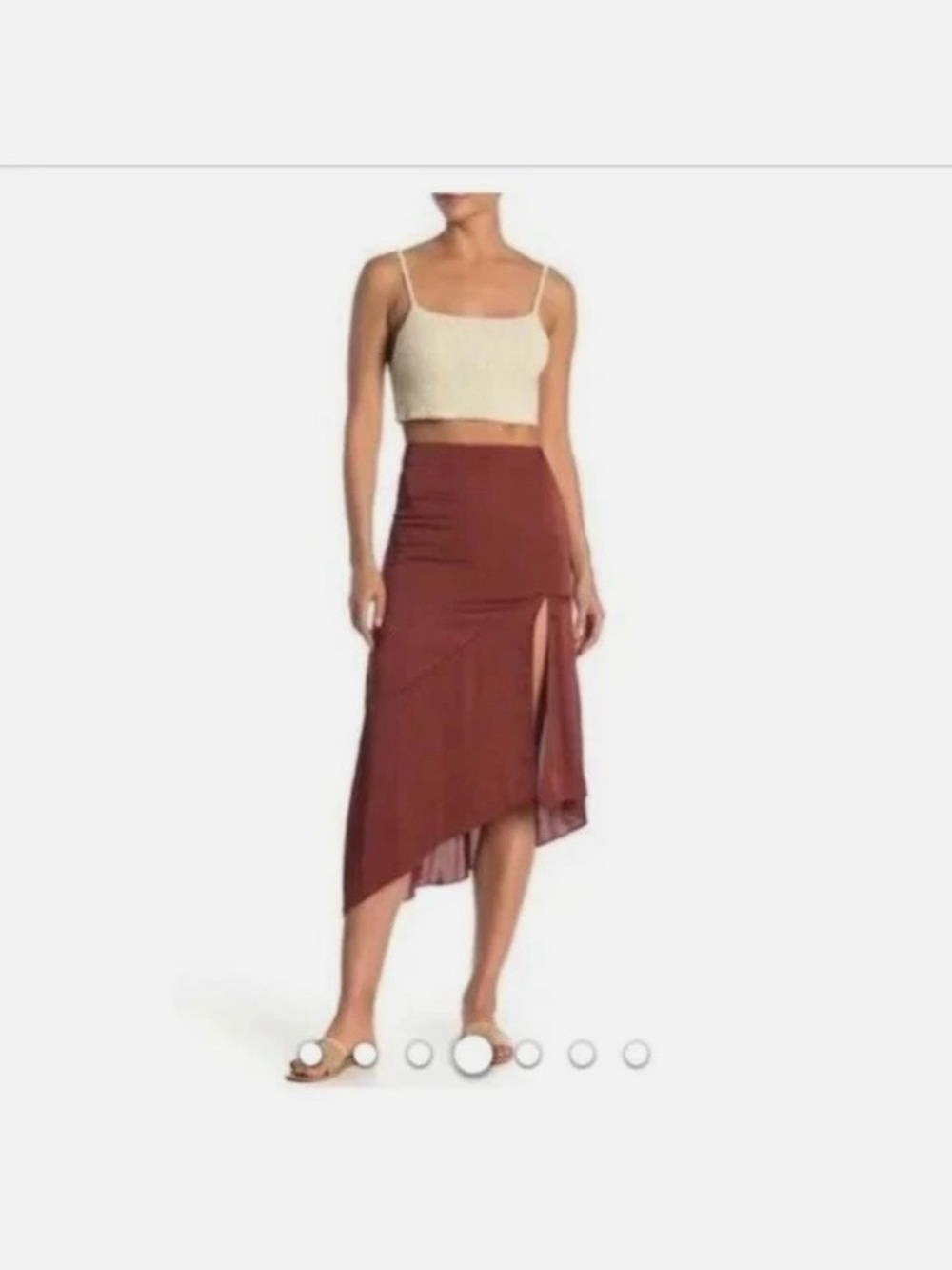 Free People Rust Asymmetrical Midi Skirt with Side Slit